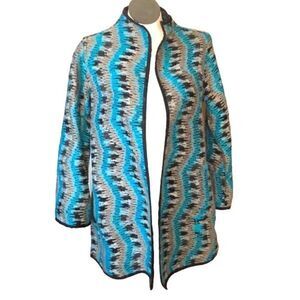 Mia Reis Winding River Coat Womens L Teal Dusk Swing Aurora Borealis Collection